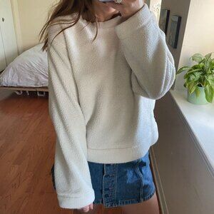 Everlane Fleece Pullover Sweatshirt White Small